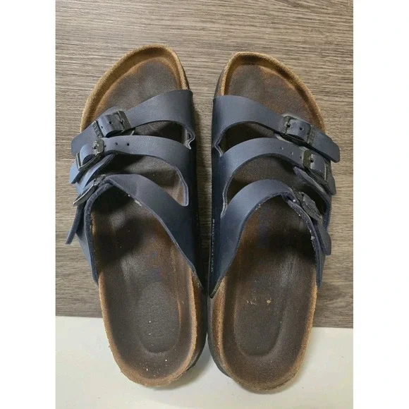 Birkenstock Florida Women Sandals Size 38  US 7 Navy Blue Shoes Slip On - Picture 3 of 6